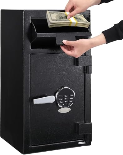 Image of Heavy-Duty 3.5 Cu.Ft Depository Safe | Digital Keypad & Drop Slot for Cash /Documents | 27 inch x 15.7 inch x 13.8 inch Business Security Box (Black)