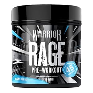Warrior Rage – Pre-workout Powder – 392g – Energy Drink Supplement with Vitamin C, Beta Alanine and Creatine Gluconate – 45 Servings (Blazin’ Blue Raz)