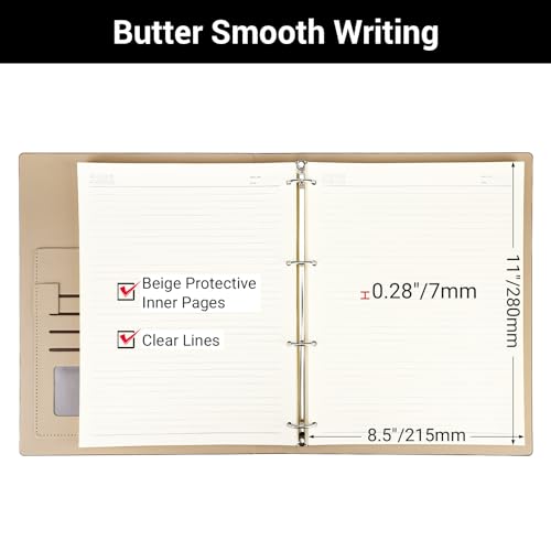 Yarotm Cuaderno de Anillas A4 - Lineas Libreta Notas Cuero PU 21.5x28cm - 100GSM Papel Rayas Bloc de Notas - 300 Páginas Espiral Cuaderno A4 Anillas - Recargable Notebook Viaje Diario, Negro - imagen 3