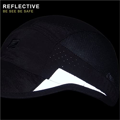Gadiemkensd Running Hat, Mens Outdoor Hat Unstructured Baseball Cap Upf 50 Uv Spf Exercise Run Caps Reflective Breathable Light Sun Hats Quick Dry Mesh Summer Sports Hat Cap Men Woman Under 10 Black #TOP2