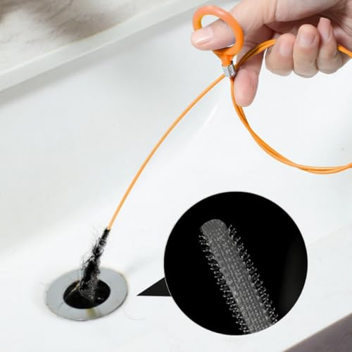 SHYSBV 5 Stück Abflussreiniger Spirale Lang 81cm, Flexible Abflussreiniger Schlange, Abflussreiniger Spirale Küche, Unzerbrechliches Edelstahl Abflussreiniger Sticks, für Abwasserkanäle Waschbecken