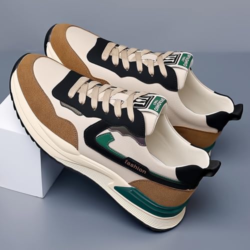 Men's Fashion Suede Leather Platform Lace-Up Low Top Sneakers Comfortable Lightweight Non Slip Walking Workout Sport Work Tennis Shoes4