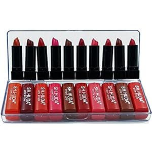 SH.HUDA Professional Beauty Color Sensational Pocket Mini Lipsticks Set - 10Pcs Long Lasting, Waterproof Matte Finish Lipstick Combo. 3 4181EfpPKEL. SL500 . SS300