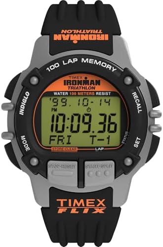 Timex Erkek Ironman Flix 100 Lap 42mm Saat - Siyah Kayış Dijital