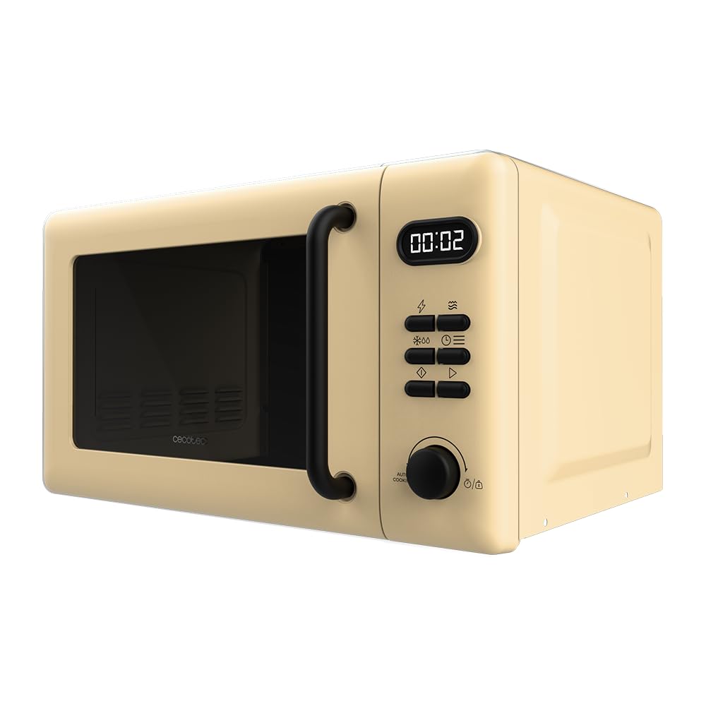 Cecotec Forno a Microonde con Grill Da 20 L Proclean 5110 Yellow. 700 W In 6 Livelli E Griglia Da 800 W, Modalità Scongelamento, Segnale Fine Cottura, Lampada Interna, Timer 30 Minuti, Design