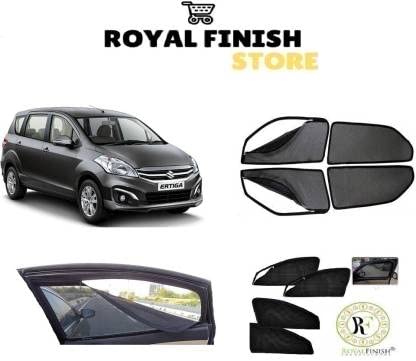 Royal Finish Car Window Sunshades/ Curtain Zipper Magnetic Front Two Side Zipper and Rear Non Zipper for Old Ertiga Net Fabric Set of 4 pCS