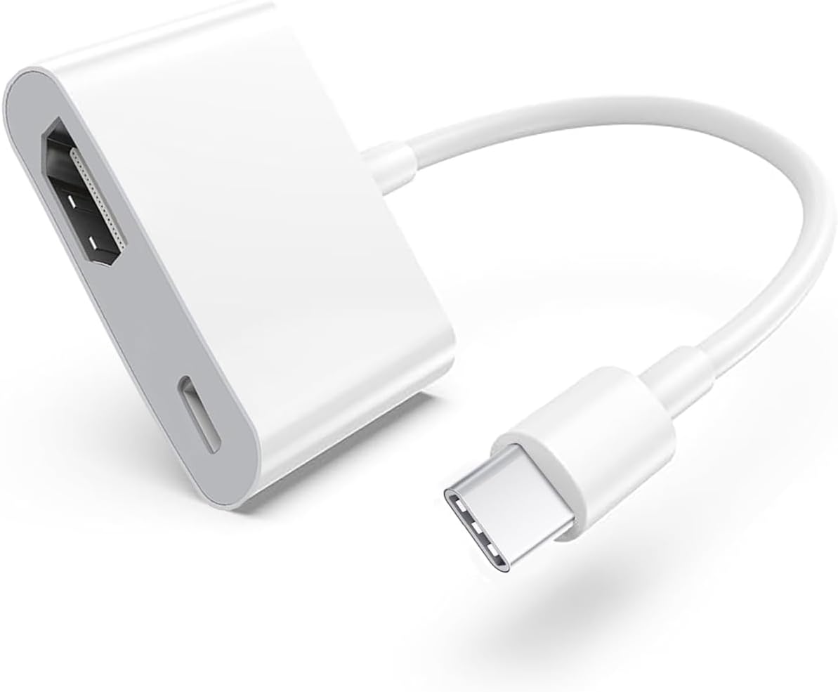 USB C to HDMI Adapter 4K@60Hz for iPhone 15 16 17, Apple MFi Certified, USB Type-C Digital AV HDMI Female Converter for MacBook Pro/Air, iPad Pro, iMac, Galaxy S26/25, Surface, XPS (White)