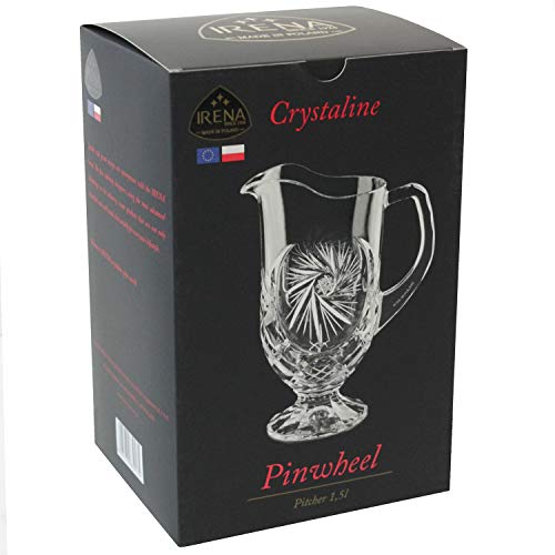 Original Irena Crystal Pitcher 'Pinwheel' 1.5 Liter, Glass, Jug Decanter Carafe