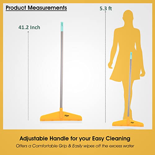 Image of Zureni Hippo Floor Cleaning Wiper with Long Handle & Wide Foam for Bathroom Tiles, Garage Concrete, Deck and Windows - (Random Color, Pack of 1)