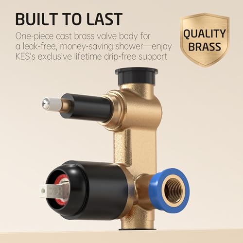 KES Shower Faucet Set, 10 Inches Rain Shower Head with Handheld Spray, Shower System Pressure Balance Wall Mounted (cUPC Certified Shower Valve Included), Matte Black, XB6230F18-BK