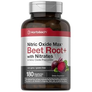 Horbäach Nitric Oxide Beet Root Capsules and Precursor | with Nitrates | 180 Count | Vegetarian, Non-GMO, Gluten Free Supplement