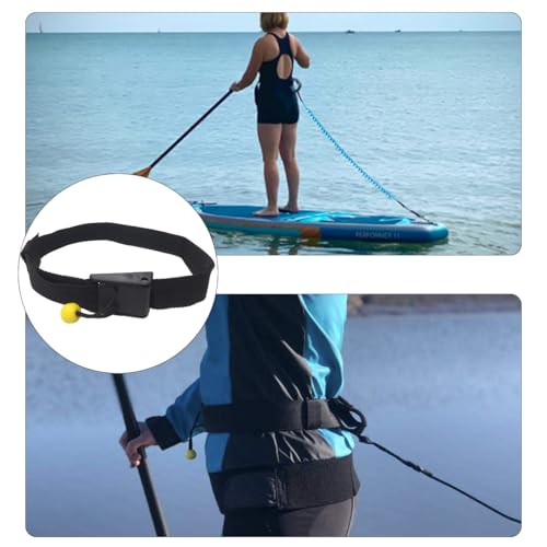 POFET Sicherheitsgurt, Schnellverschluss-Hüftleine QR-Gürtel mit verstellbarem und breitem Riemen zur Befestigung der Knöchelleine an Ihrer Taille, kompatibel mit Allen Paddle-Boards, Schwarz