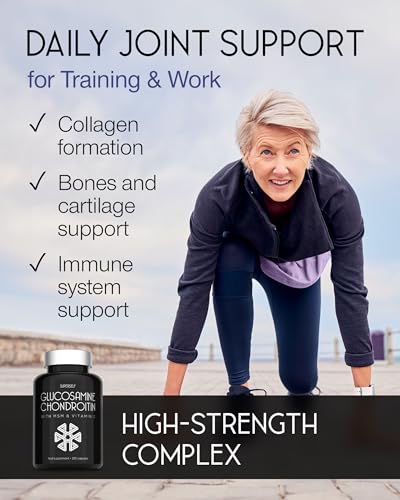 Glucosamine and Chondroitin High Strength - Glucosamine Sulphate with Chondroitin, MSM & Vitamin C - 120 Capsules - 1720mg Glucosamine Complex - Combination Joint Care Supplements for Men & Women