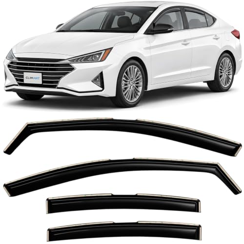 Image of CLIM ART in-Channel Incredibly Durable Rain Guards for Hyundai Elantra 2017-2020 Sedan, Original Window Deflectors, Vent Window Visors, Vent Deflector, 4 pcs. - 617040