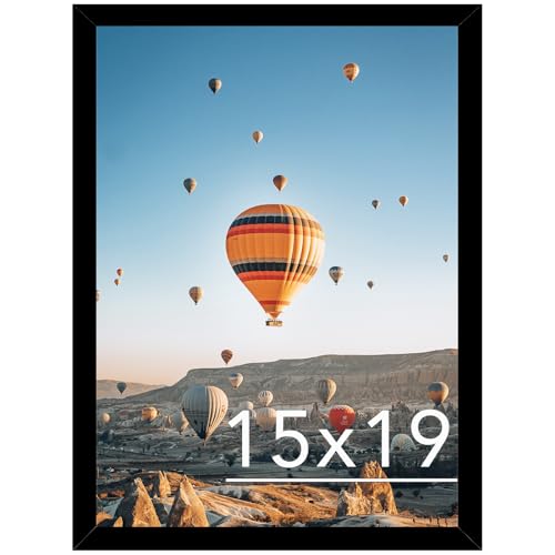 Image of JCJMY 15x19 Picture Frame Black for Poster Photo Picture, Horizontal and Vertical Formats, Wall Hanging, 15 x 19 Wall Gallery Poster Photo Frame