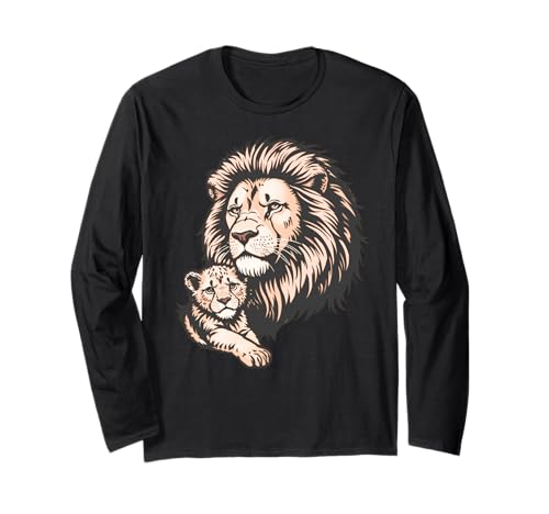 Lion and CUB Tattoo Retro Vintage Style Long Sleeve T-Shirt