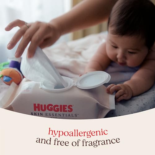Huggies Skin Essentials Baby Wipes, Hypoallergenic, 99% Water, 10 Flip Top Packs (560 Wipes Total) - Image 6