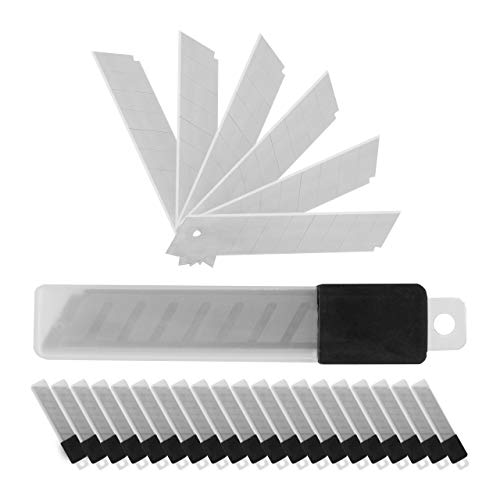 Relaxdays Snap-Off Blades, 200 pcs, 7 breaking points, 18mm, sharp, carbon steel, silver, 12x2x0.8cm