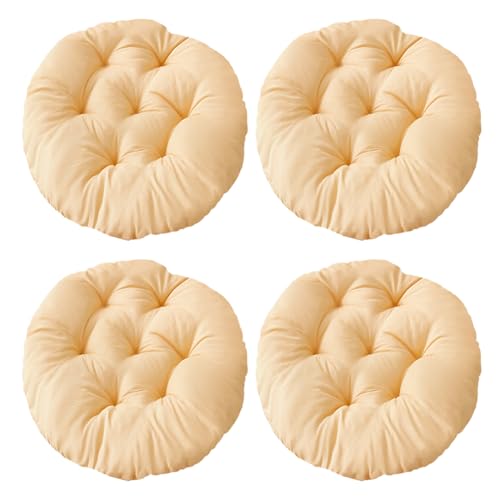 Set 4 Cuscini per Sedie 40x40 cm, Cuscino da Seduta Rotondo, Set di Cuscini Imbottiti per Cucina, Giardino e Interni