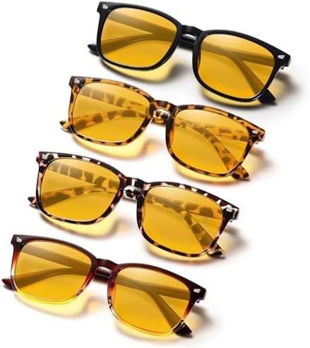 KUGUAOK Polarized Night Vision Glasses for Women Lightweight Eyeglasses Frame Night Anti Glare Driving Goggles Yellow Lens