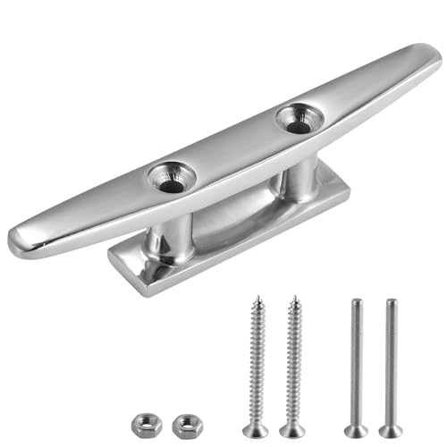 CHANGE MOORE Boat Cleat Open Base Boat Cleat, Dock Cleats 8 inch Dock Cleat 316 Stainless Steel Boat Mooring Accessories, Include Installation Accessories 1 pcs Boat Cleats, 2 Nuts 2 Bolts 2 Screws