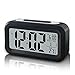 GLOUE Battery Operated Cordless Digital Alarm Clock, Smart Sensor Night Light, Date, Snooze, Temperature, 12/24Hr switchable, Simple Operation, for Kids/Heavy Sleepers/Bedroom/Travel (Black)