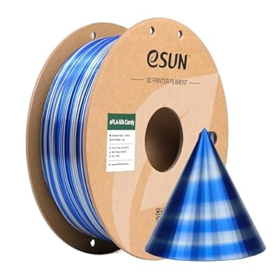 eSUN Filamento PLA Caramelo Seda 1.75mm  Sedoso Multicolor Impresora 3D Filamento PLA  1KG Carrete para Impresoras 3D，Plata Azul