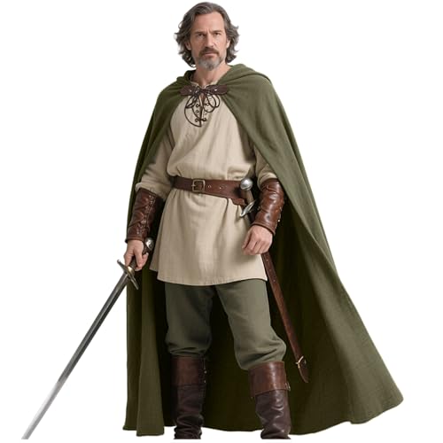 keland Mittelalter Umhang Leinen Kapuzenumhang Renaissance für Damen...