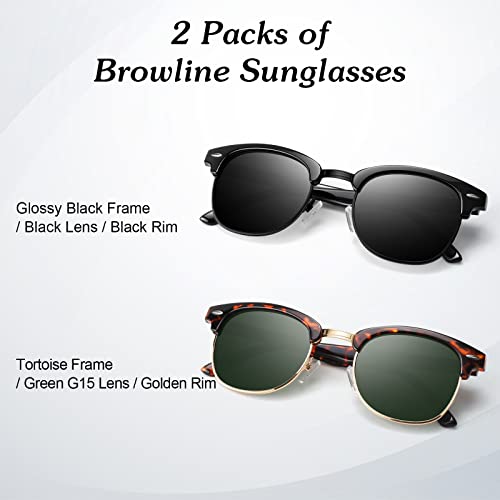 Image of Polarized Sunglasses Men Women,Semi Rimless Retro Shades UV400 Protection