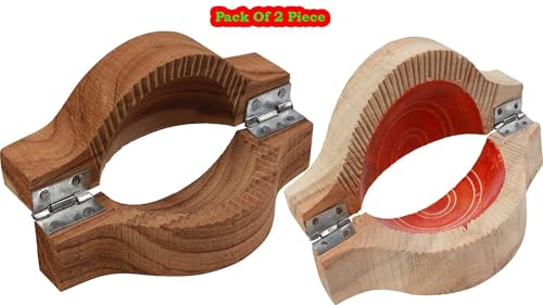 Image of Wooden Kitchen Tool or Mould for Adhirasam |Ariselu Oil Filter, Garijelu|Kajjikayalu and Gavvalu Sweet Maker Board |Gavvalu Chekka. (Kaiikayalu Pack of 2)