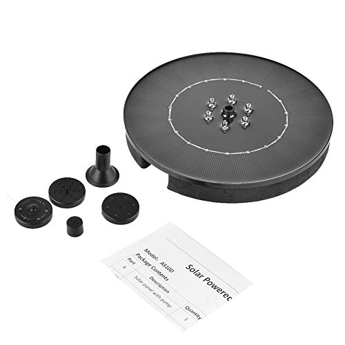 zqasales Solar Bird Bath Fountain Pump 2W Waterproof LED Solar Panel with Submersible Pump for Bird Bath Garden Fountain (Black with LED)