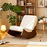 Nursery Rocking Chair Tall Back Boucle Glider Rocker Rocking Accent Chair Comfy Single Sofa Side Chair for Living Room Bedroom Hotel, Bedroom, Baby Room (White)