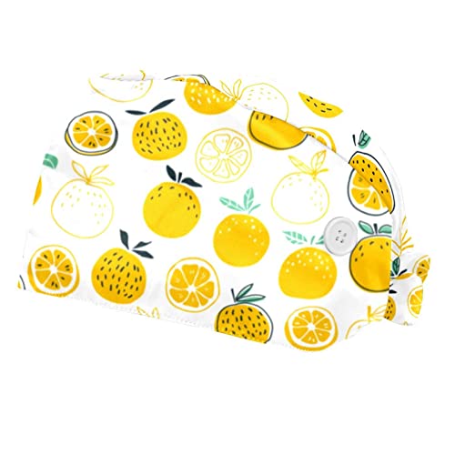 Chapeaux bouffants aquarelle citron JDEZ : casquettes de travail ajustables et anti-transpiration