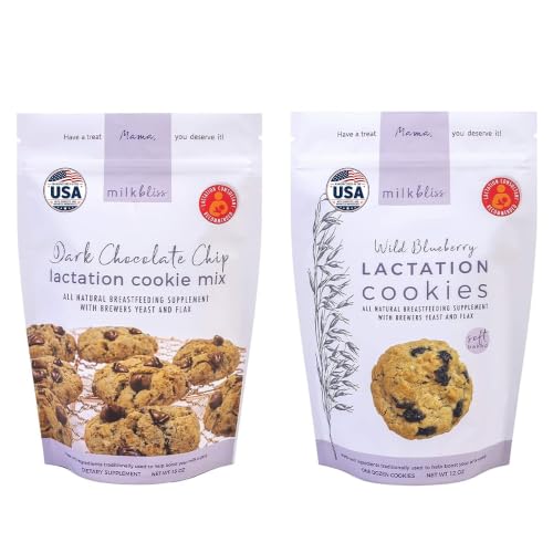 MilkBliss Lactation Cookie Variety Bundle – Dark Chocolate Chip Cookie Mix & Wild Blueberry Soft Baked Oatmeal Cookies – Breastfeeding Snacks with Oats & Brewer's Yeast for Nursing Moms image 5