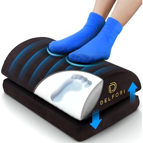 Premium Under Desk Footrest - Ergonomic Foot Rest for Work, Home & Office Use - Adjustable Height Memory Foam Foot Stool for Gaming Chair - Comfortable & Perfect for Back Pain Relief and Leg Support Cover