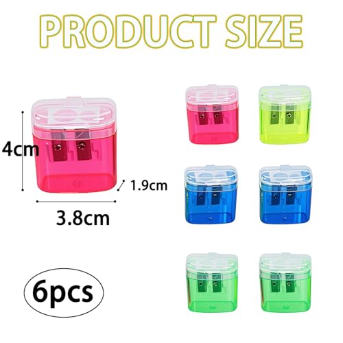 6 Stück Anspitzer Bleistift Doppelloch-Bleistiftspitzer Metall Bunt Manueller Bleistiftspitzer Spitzer für Schule Büro