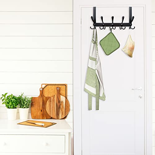 WEBI Over The Door Hook Rack with 5 Tri Hooks for Hanging Coats,Over Door Hanger Coat Rack Over Door Towel Rack Towel Hanger for Behind Back of Bathroom,Black,2 Packs - Image 3
