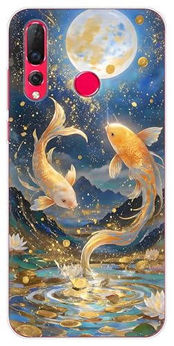 YonderYM Cover Compatibile con Huawei nova 4, Silicone TPU Flessibile,Anti Ingiallimento Custodia con Antiurto, Anti-Graffio Con disegno Pesce
