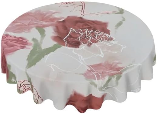 Vintage Rose Round Tablecloth French Flower Table Cloth Decor Washable Table Cover with Wrinkle Resistant for Home Kitchen Dining Room Picnic