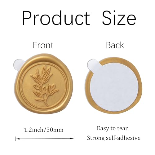 ponatia Adesivos de Lacre de Cera Dourada-Adesivos de Lacre de Envelope, 50 Unidades de Adesivos Aut
