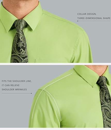 Image of HISDERN Mens Dress Shirt with Tie Pocket Square Set Classic Button Down Shirt Matching Tie Long Sleeve Shirts