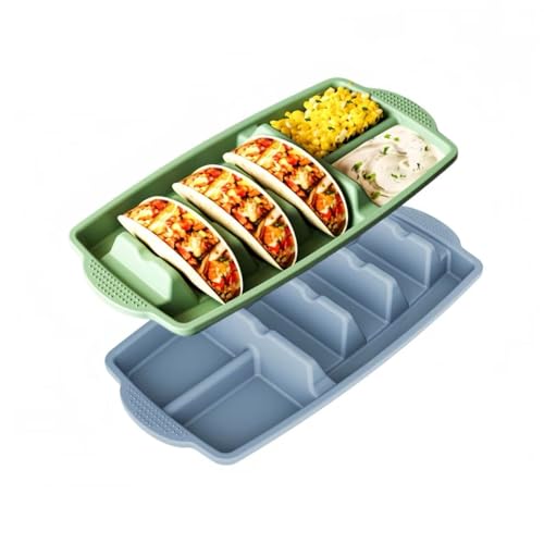 Reusable Silicone Taco Holder Set of 2, Taco Plates with