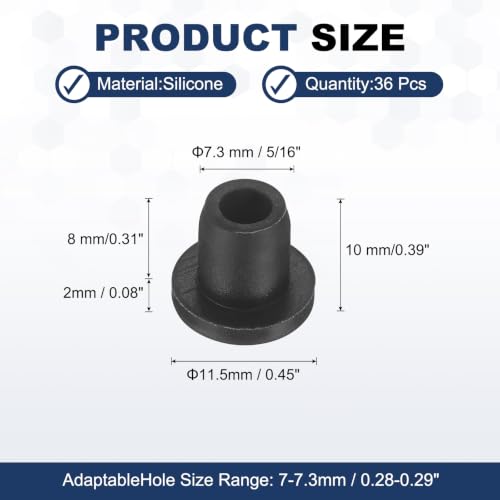 Image of MECCANIXITY 36pcs T-Shaped Silicone Plugs 7.3mm 5 /16 inch Dia Snap in Plug