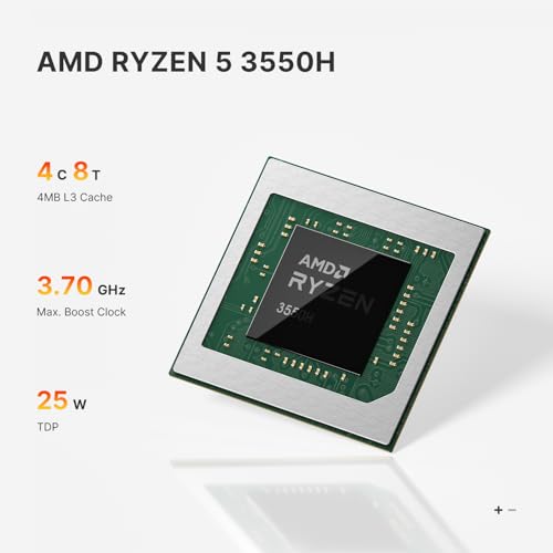Image of BOSGAME E4 Mini PC, AMD Ryzen 5 3550H (Up to 3.7GHz), 16GB DDR4 1TB NVMe SSD, Small Form Factor Desktop Computer Support Triple Display 4K@60Hz, Dual Gigabit Ethernet for Business, Office, Home