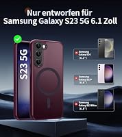 Opkiegrn Magnetisch HandyHülle Kompatibel mit Samsung Galaxy S23 Kompatibel mit MagSafe mit 2 Schutzfolie, Vollständiger Kameraschutz, Stoßfest Dünn Durchscheinende Matt SchutzHülle (Pflaumenrot) – Ansicht 8