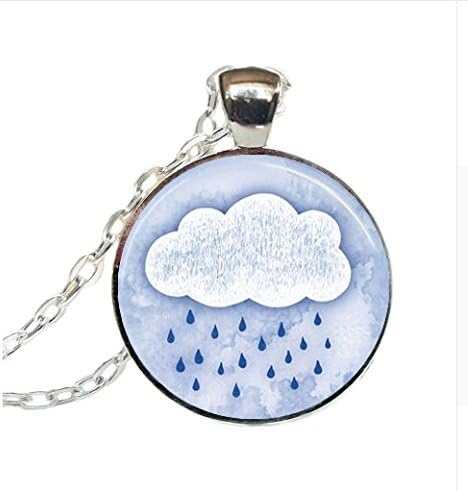 Amazon.com: Glass Dome Pendant, Rain Cloud Necklace, Rainy Day Pendant ...