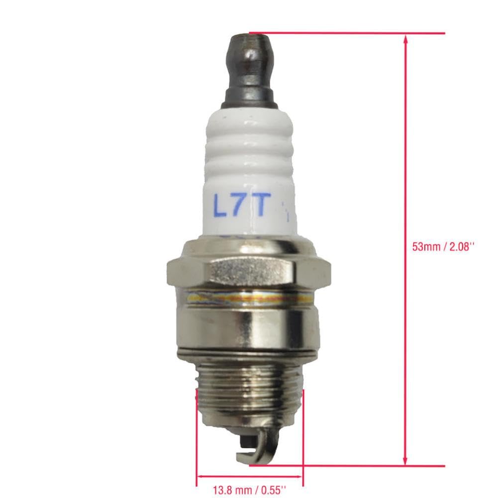 Bujía L7T/BPMR7A, 2 uds., Compatible con piezas de herramientas de jardín, cortacésped de motosierra para número de pieza L7T BPMR7A