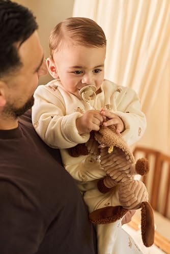 Jollein Schmusetuch Baby Hund – Diego – Biscuit/Leather Brown – Kuscheltier & Schnullertuch – Extra Weich – Schnuffeltuch Baby – Geschenke zur Geburt – 29x20 cm