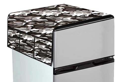 Image of The Furnishing Tree Fridge Top Cover Compatible for Samsung RR23C2F35DX /HL, 215 LTR WxL 71x109 in CM Camouflage Pattern Grey