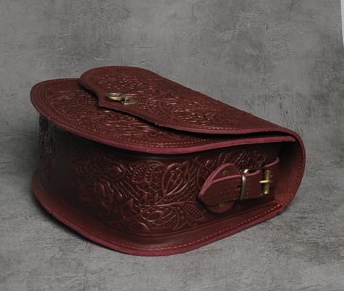Handmade Burgundy Leather Messenger Bag for Women & Men – Vintage Crossbody Tote Purse with Strap, Medium Travel Bag for Work, School, Office, Stylish Boho Satchel3